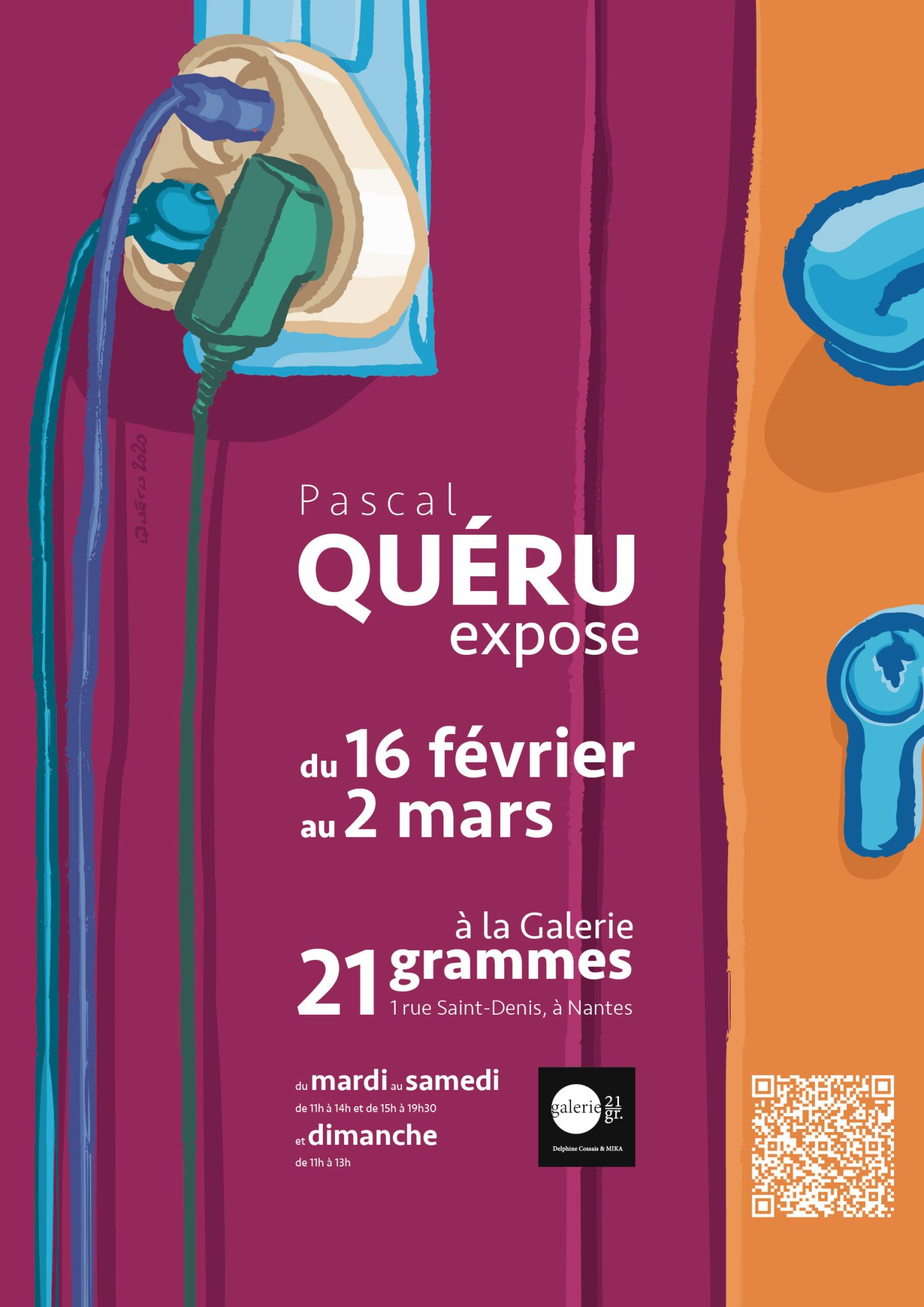 affiche de l'exposition pascal Quéru à la galerie 21 grammes