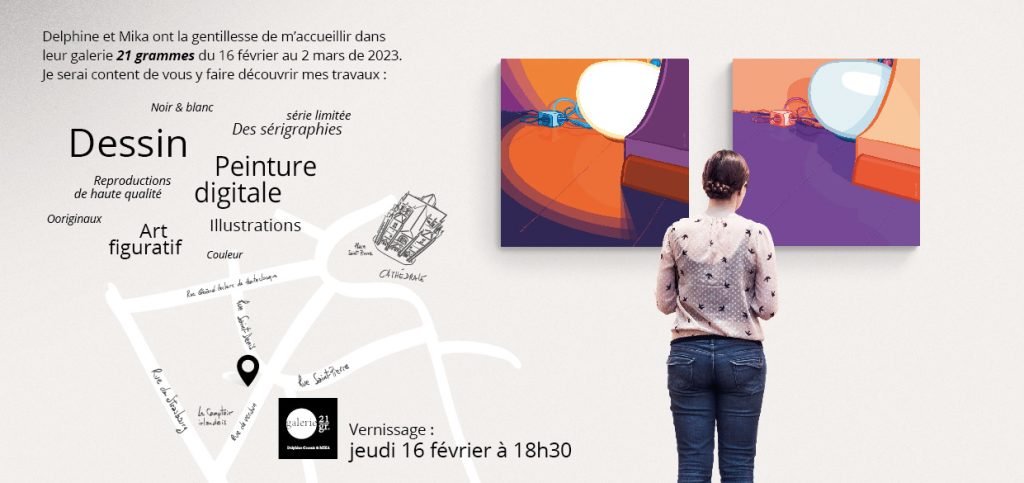 fly du vernissage de l'exposition chez 21 grammes