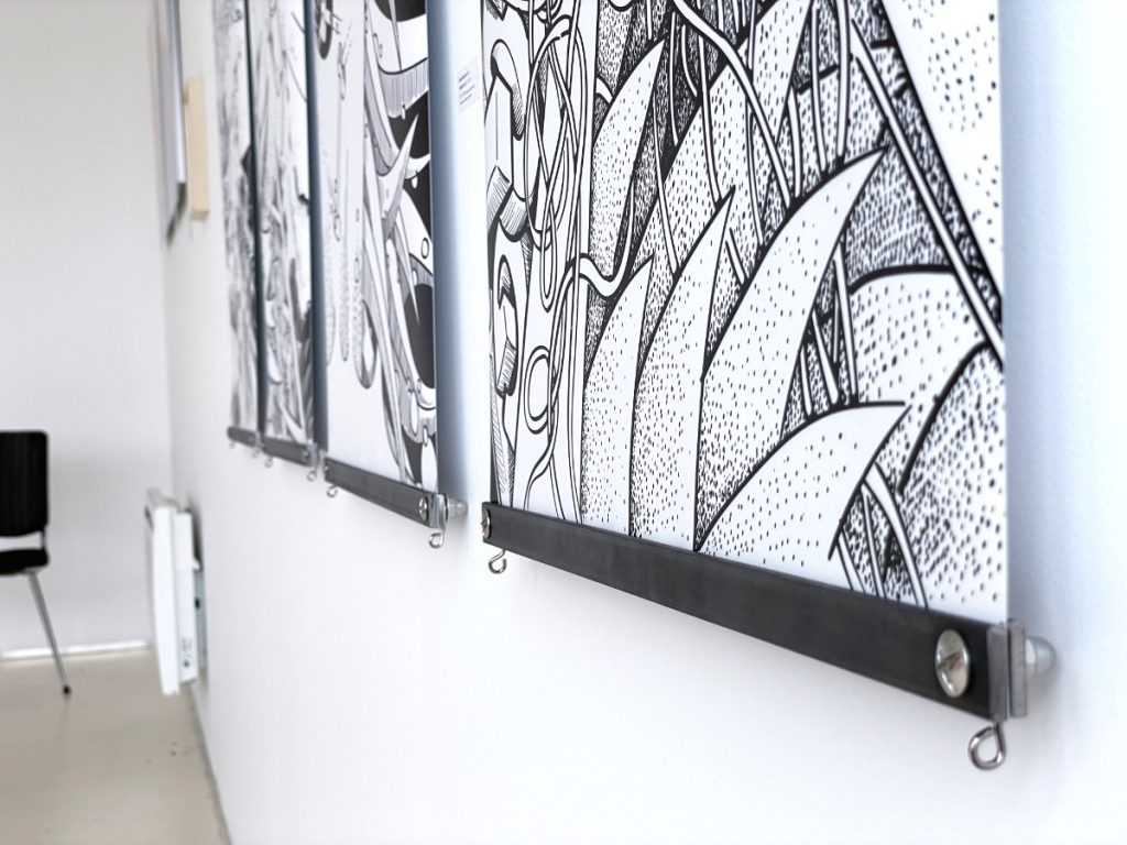 dessins aléatoires kakémono détail des structure métal